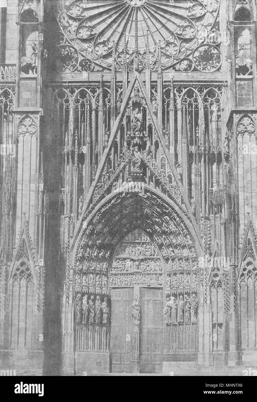 BAS- RHIN. Strasbourg. Portail de Cathédrale 1895 old antique print picture Stock Photo