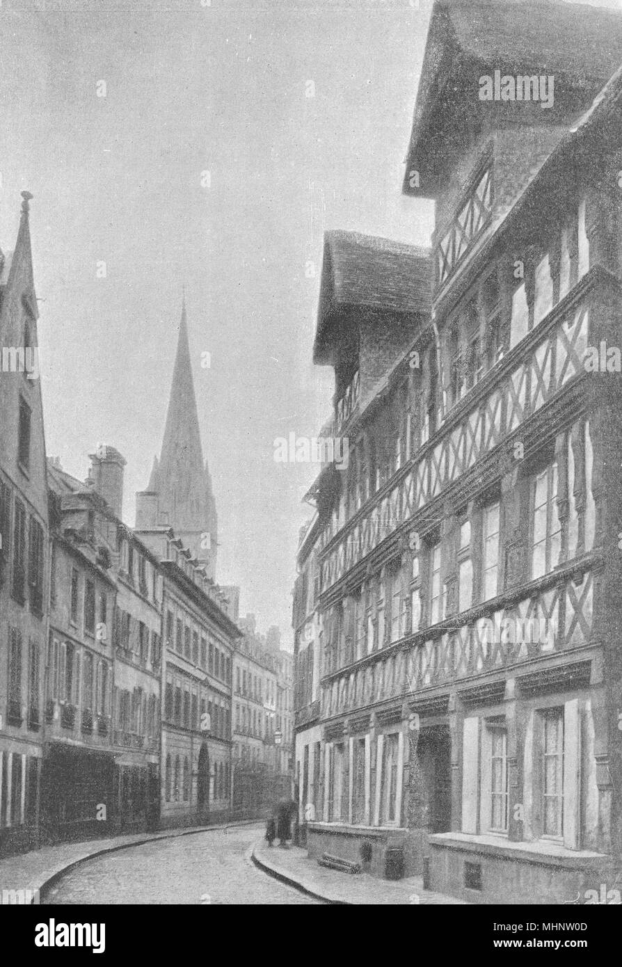 CALVADOS. Caen. Rue de Geole 1895 old antique vintage print picture Stock Photo