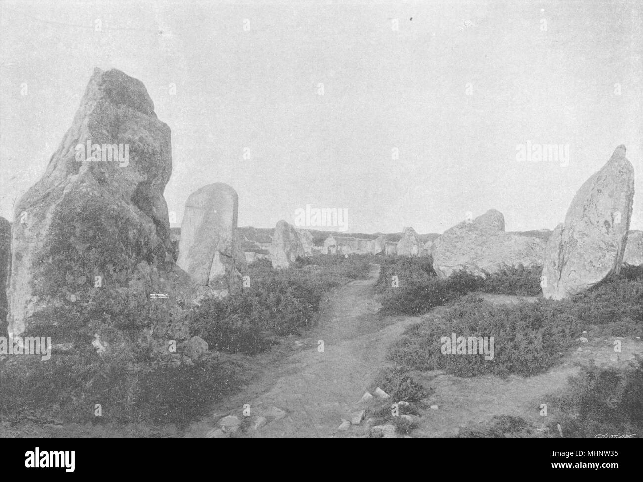 MORBIHAN. Carnac. Alignements de Kermario 1895 old antique print picture Stock Photo