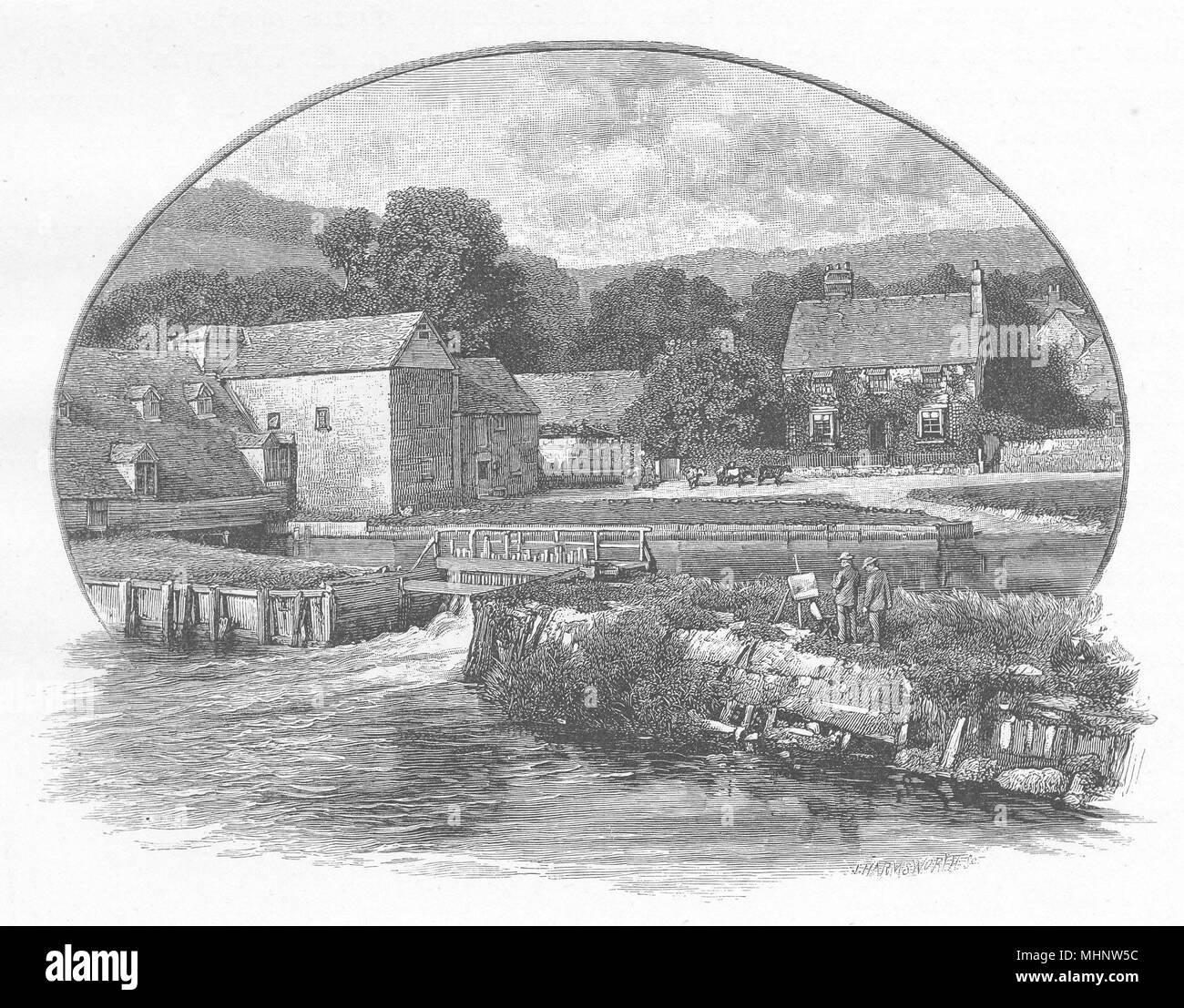 BERKSHIRE. Streatley mill 1901 old antique vintage print picture Stock
