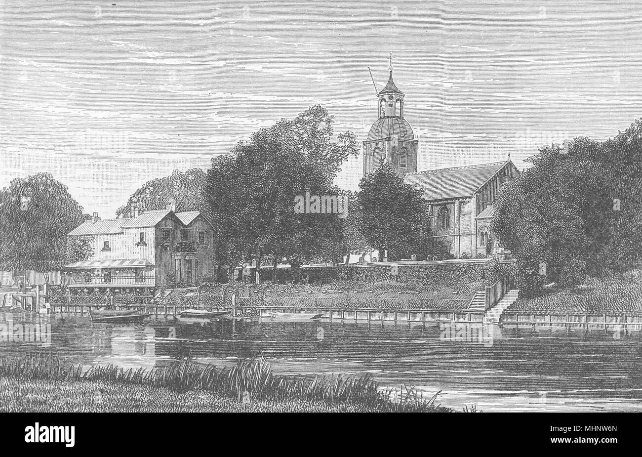 SURREY. Sunbury church 1901 old antique vintage print picture Stock Photo