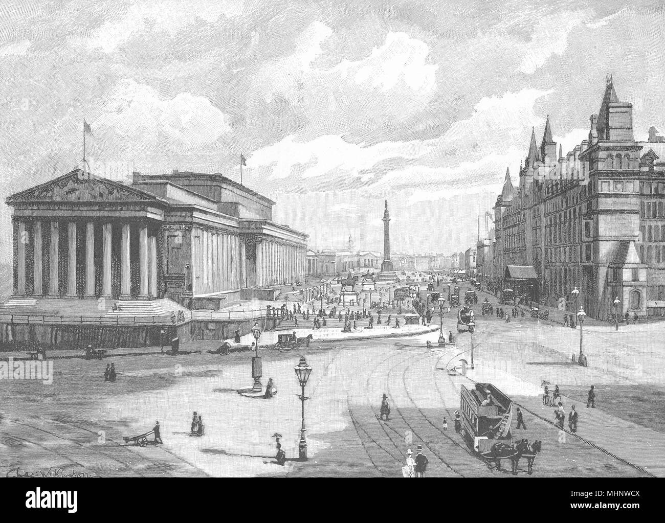 GEORGE/'S HALL ENGLAND OLD BW BLACK FRAMED ART PRINT B12X249 LIVERPOOL ST