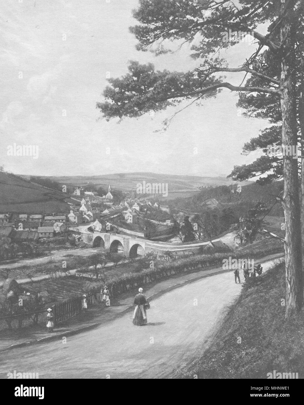 SCOTLAND. The Clyde at Kirkfieldbank from the Braes near Lanark 1901 old print Stock Photo Alamy
