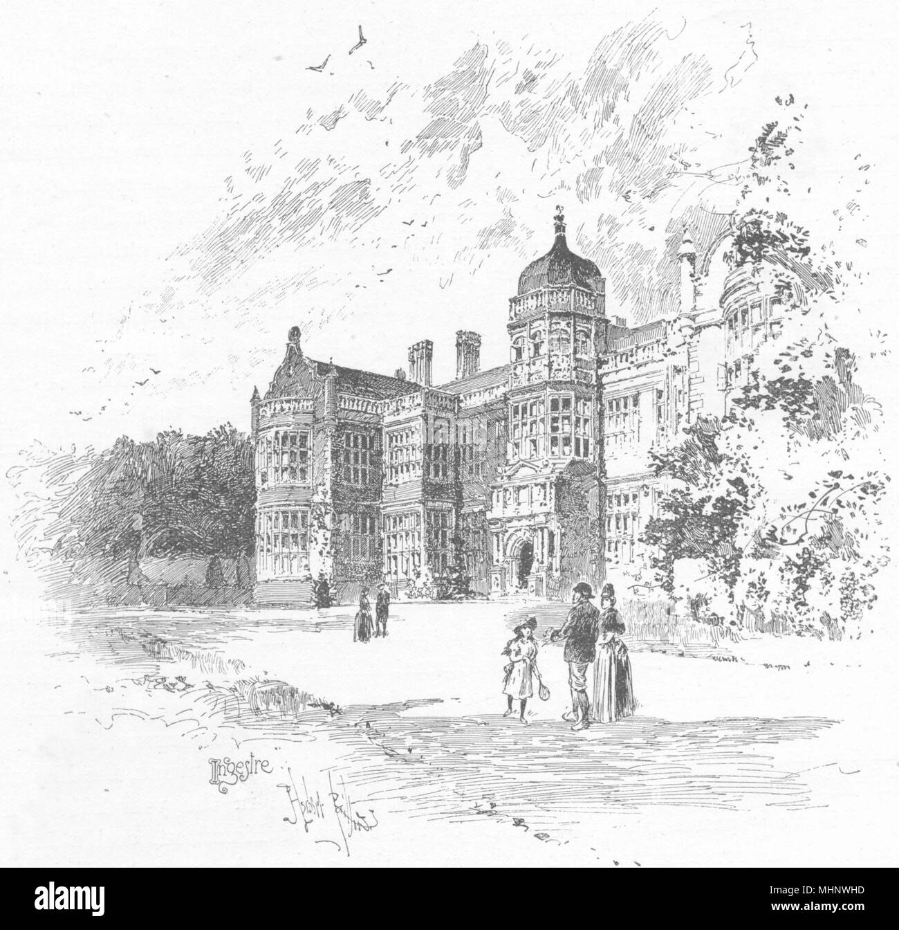 STAFFORDSHIRE. Ingestre hall 1901 old antique vintage print picture Stock Photo