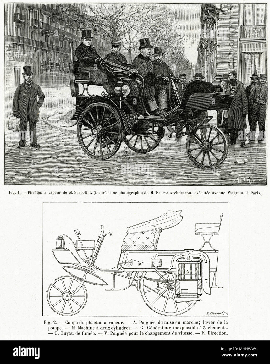 Gardner-Serpollet's water injected, three-wheeled car 1891 Stock Photo