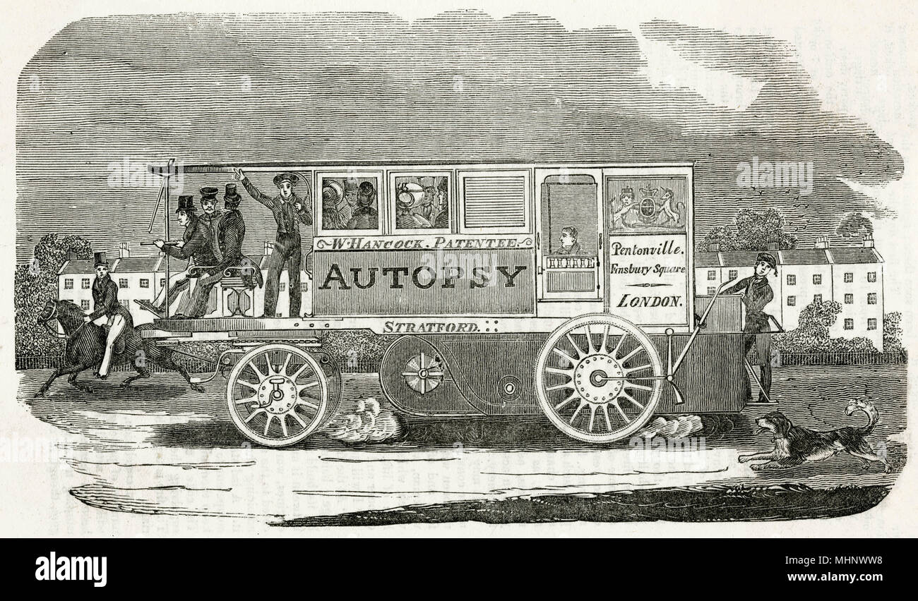 Walter Hancock's steam-powered road vehicle 1833 Stock Photo