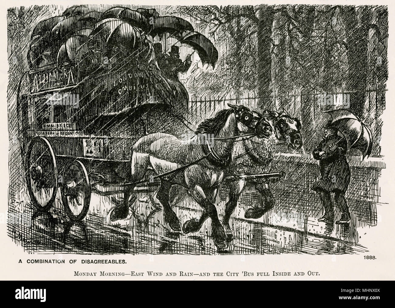 London horse-bus 1888 Stock Photo