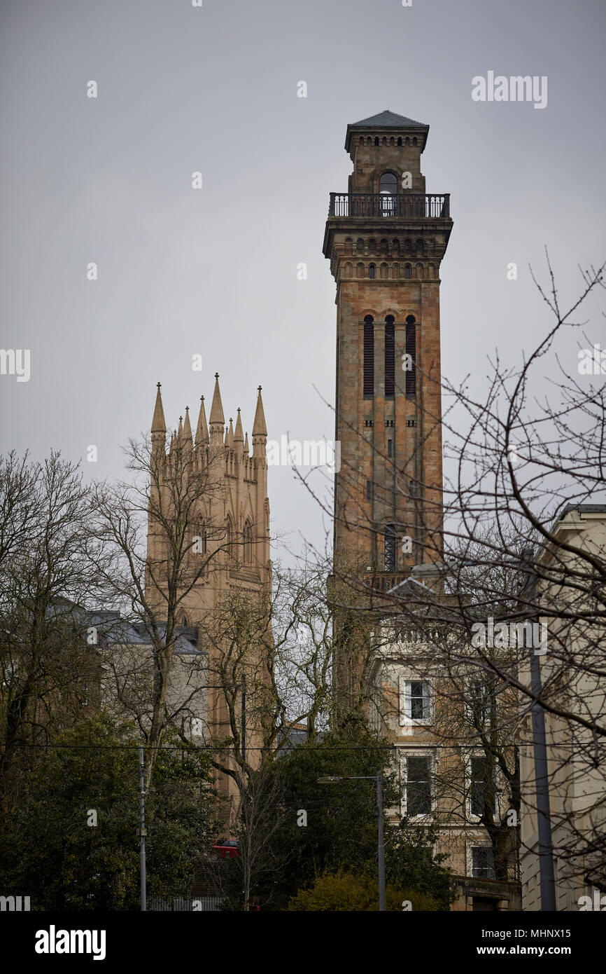 Glasgow in Scotland, Lynedoch Place, Park Church Tower Stock Photo Alamy