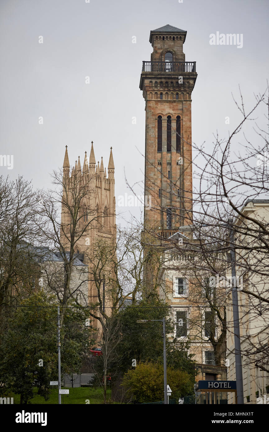 Glasgow in Scotland, Lynedoch Place, Park Church Tower Stock Photo Alamy