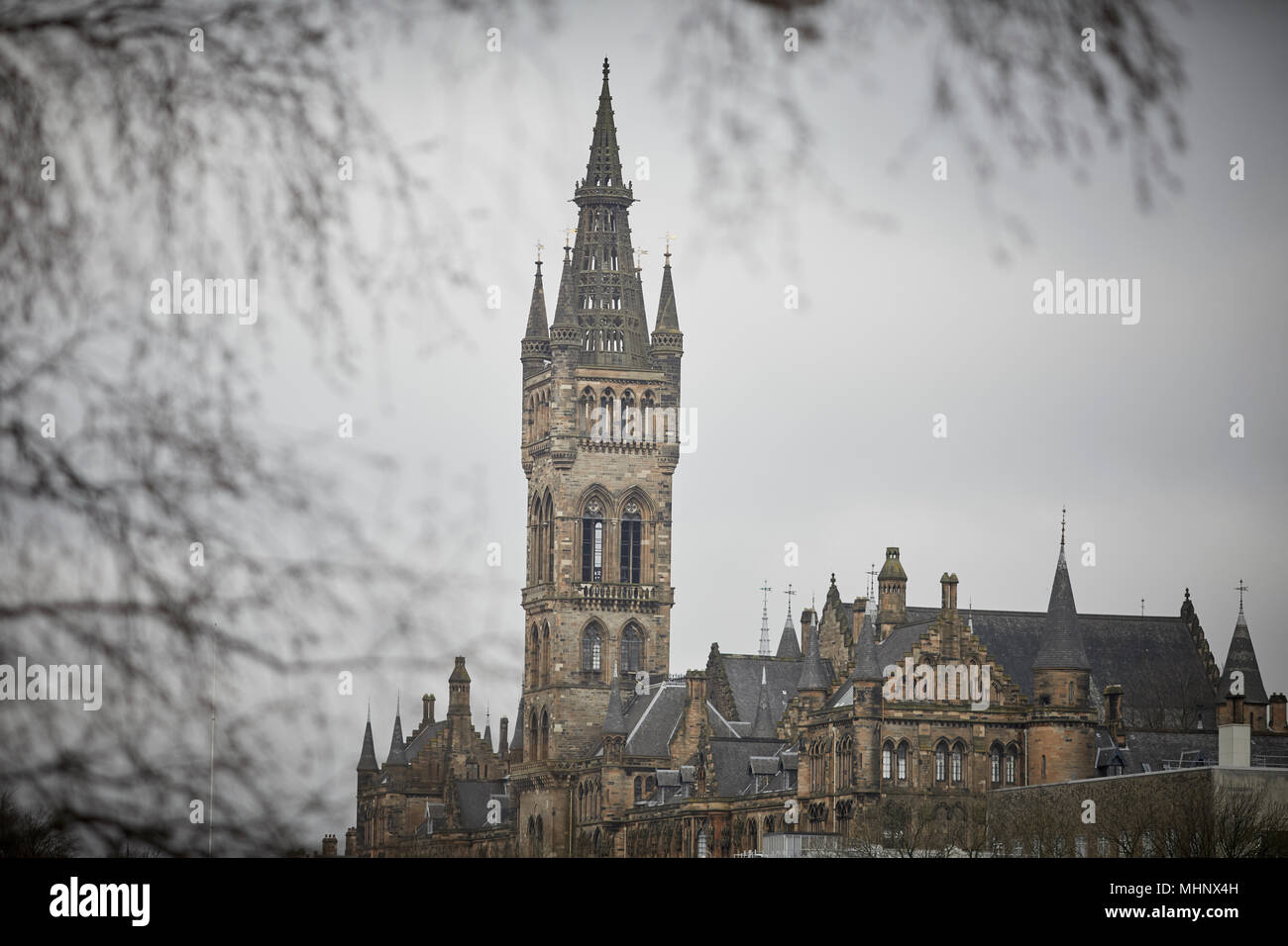 Glasgow in Scotland,  Glasgow University THE GILBERT SCOTT BUILDING the main building on the complex Stock Photo