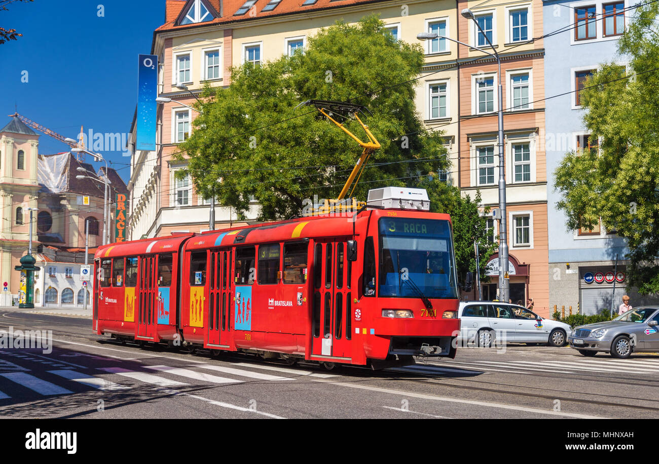 BRATISLAVA, SLOVAKIA - AUGUST 11: A Tatra K2S tram in Bratislava Stock Photo