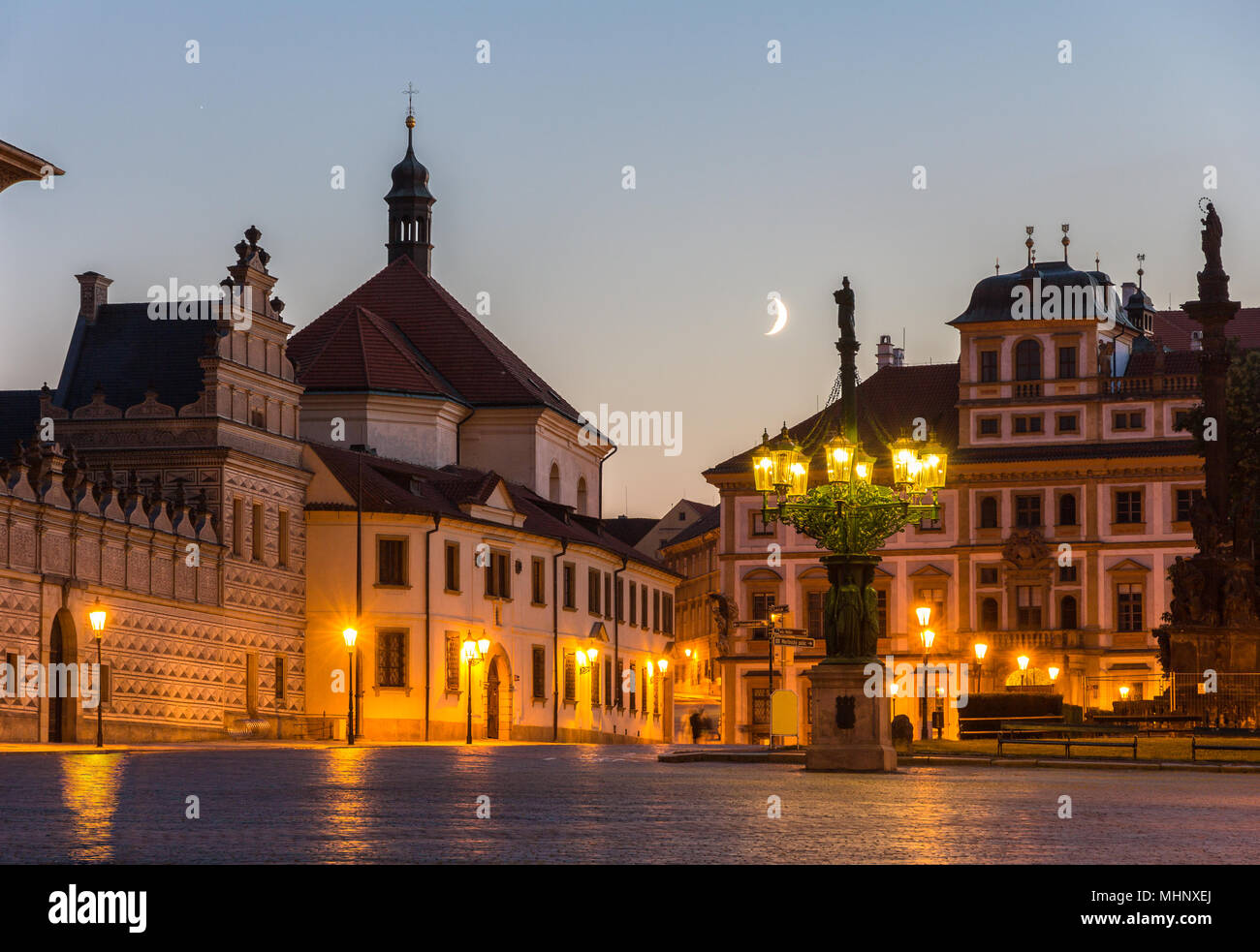 Hradcany Square in Prague - Czech Republic Stock Photo