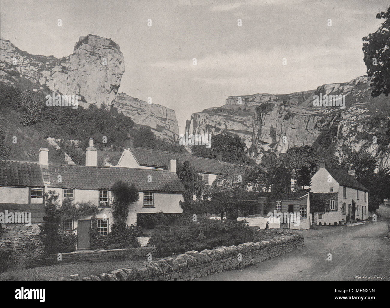 SOMT High rocks at Cheddar 1898 old antique vintage print picture
