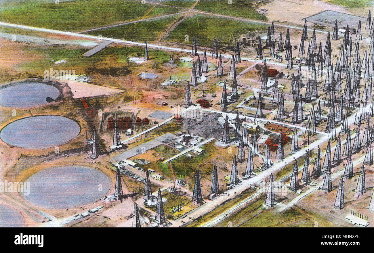 Postcard booklet, Spindletop oil field, Beaumont, Texas, USA Stock Photo Alamy