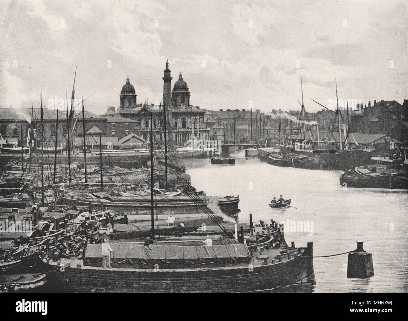 HULL. from the Docks. Many boats. Yorkshire 1900 old antique print picture Stock Photo