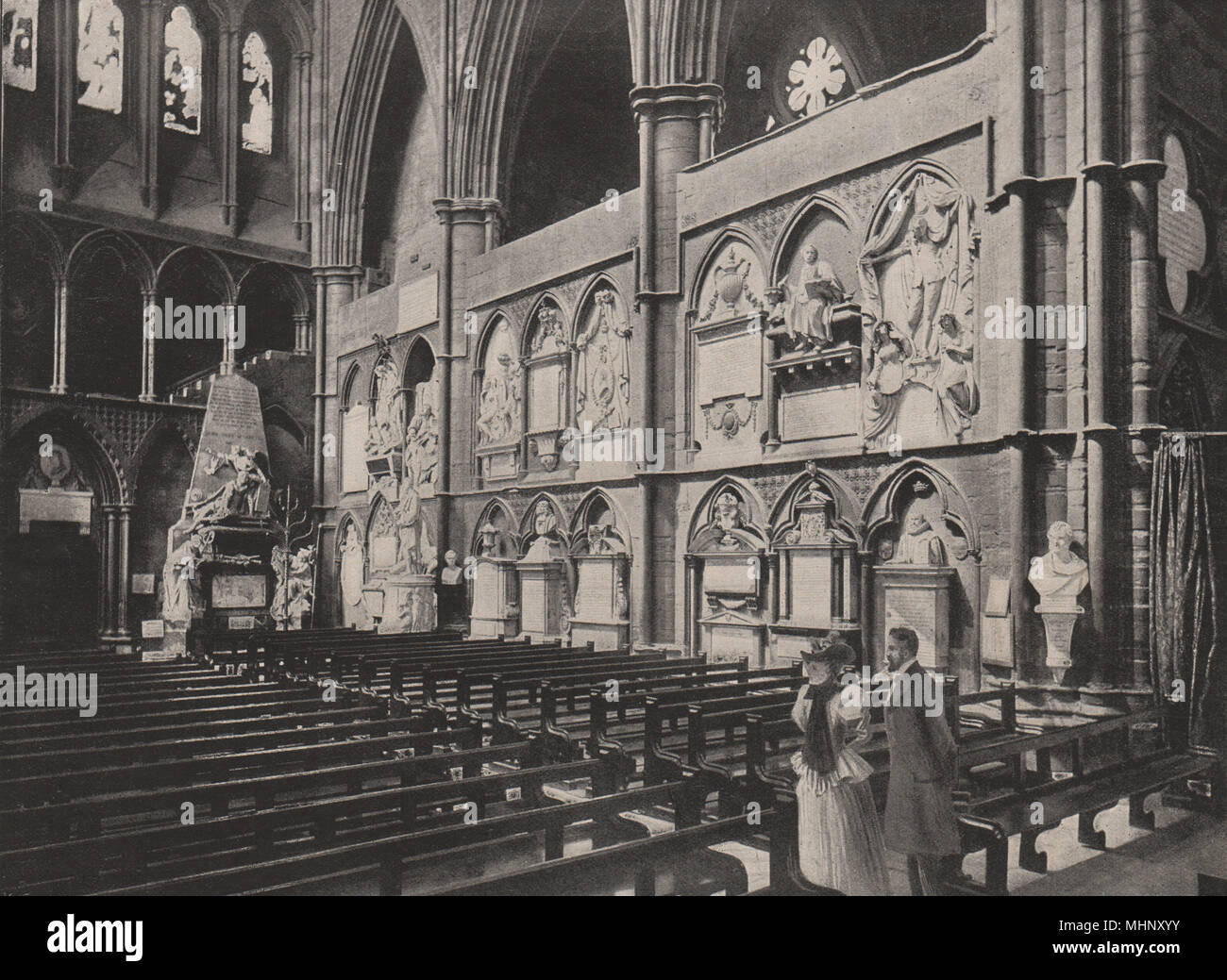 Poets' Corner, Westminster Abbey. London. Churches 1896 old antique print Stock Photo