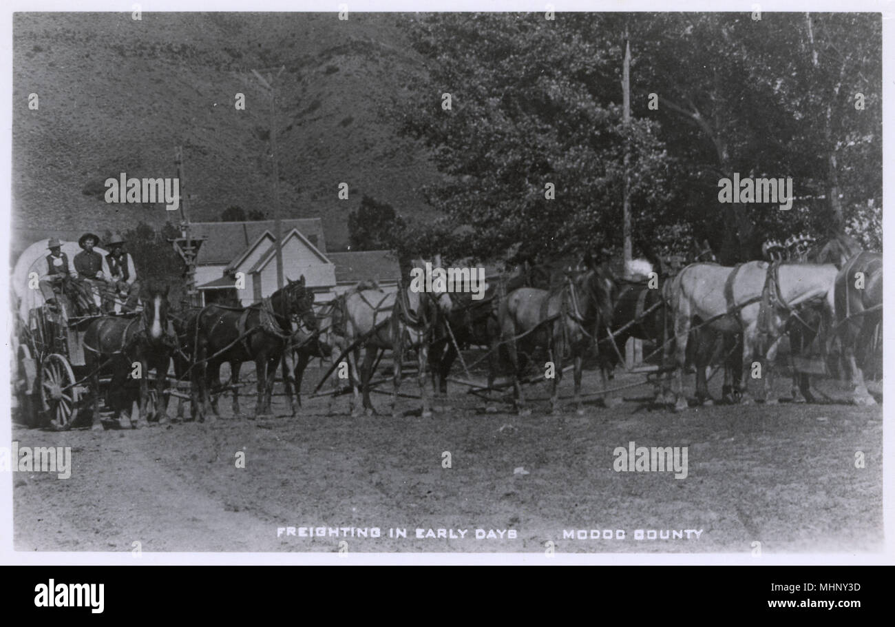 Early days of freighting, Modoc County, California, USA Stock Photo