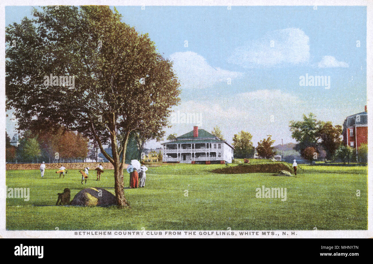 View from the golf links, Bethlehem Country Club, White Mountains, New Hampshire, USA.      Date: circa 1910 Stock Photo