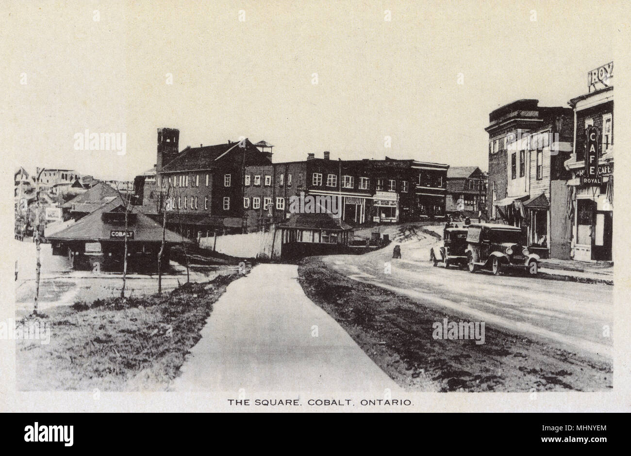 The Square, Cobalt, Ontario, Canada.      Date: circa 1930 Stock Photo