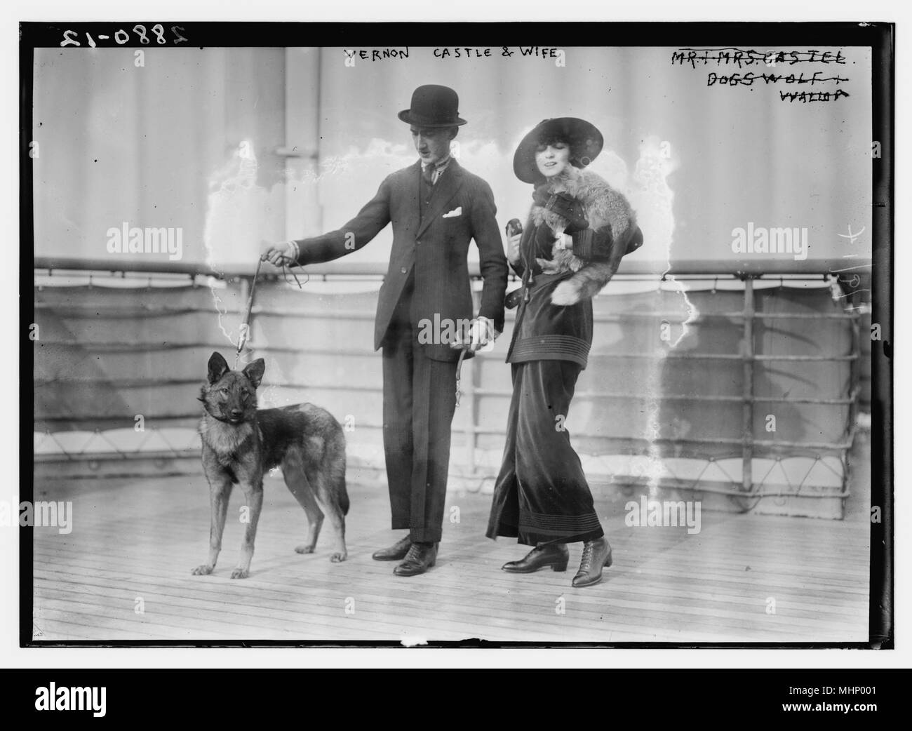 Vernon Castle and wife with pets Stock Photo Alamy