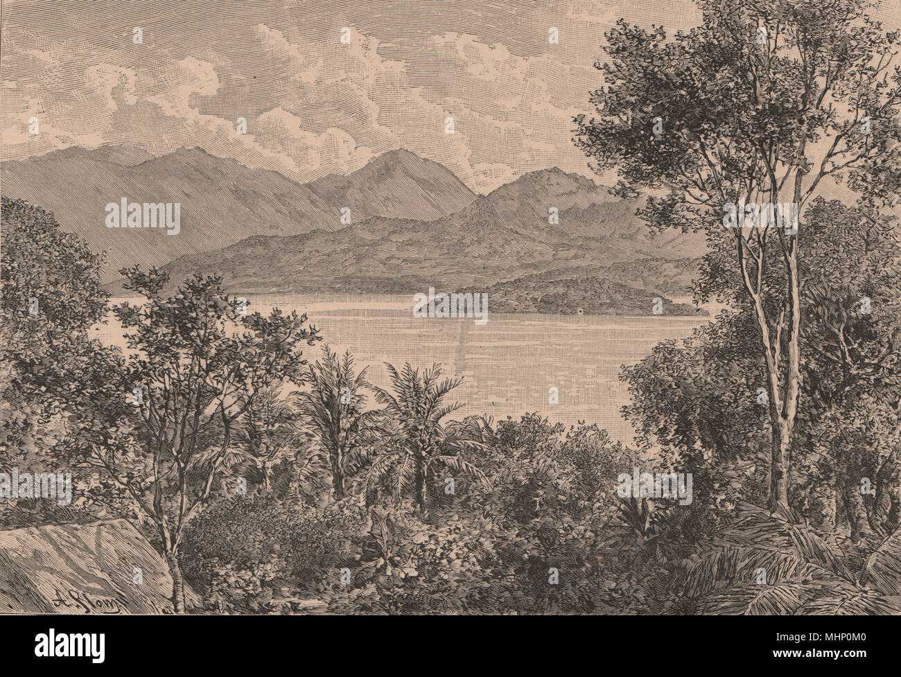 Mato Grosso do Sul scenery, Aquidauana river. Brazil 1885 old antique print Stock Photo