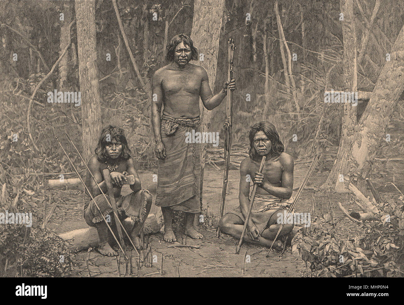 Group of Angaїté Indians, North Chaco. Paraguay. Angaite 1885 old print Stock Photo