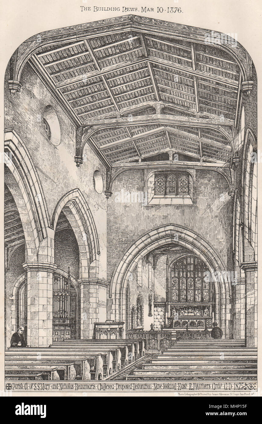 Church of St Mary & St Nicholas Beaumaris Anglesey; planned restoration 1876 Stock Photo Alamy