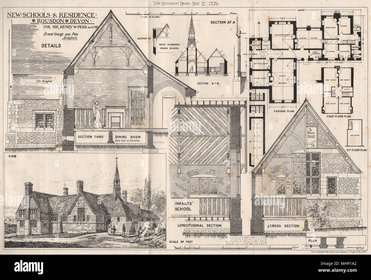 Schools & residence, Rousdon, Devon (Sir Henry Peek); Ernest George & Peto 1876 Stock Photo