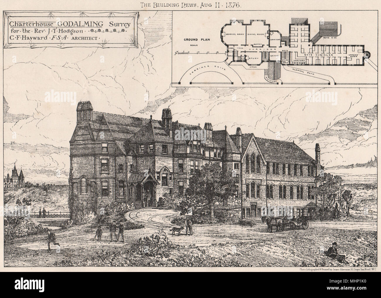 Charterhouse, Godalming, Surrey, for Rev JT Hodgson; C.F. Hayward Archt 1876 Stock Photo