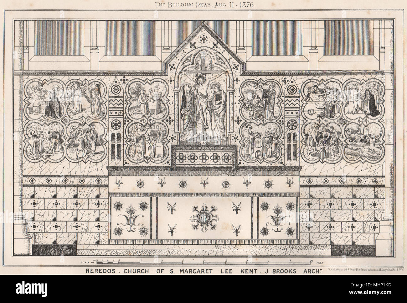 Reredos, church of St. Margaret, Lee, Kent. J. Brooks, Architect. London 1876 Stock Photo