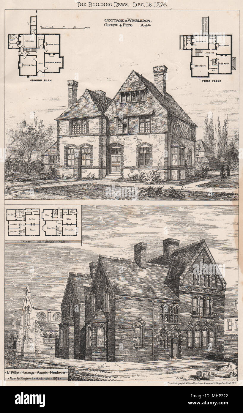 Wimbledon cottages; St. Phillips parsonage, Ancoats, Manchester 1876 ...