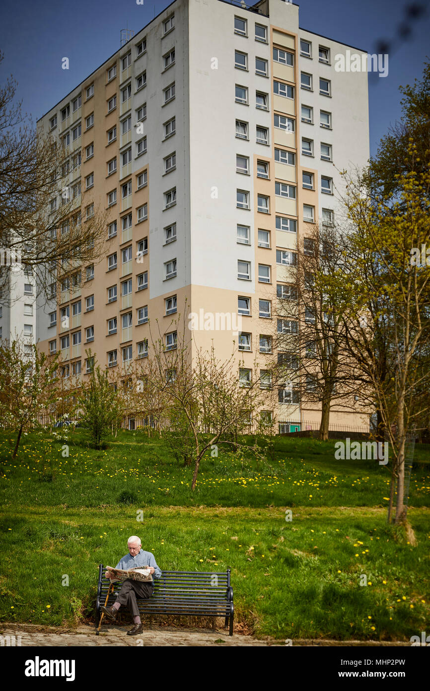 Stockport Heaton Norris Park (rec) council flats in a tower block Stock