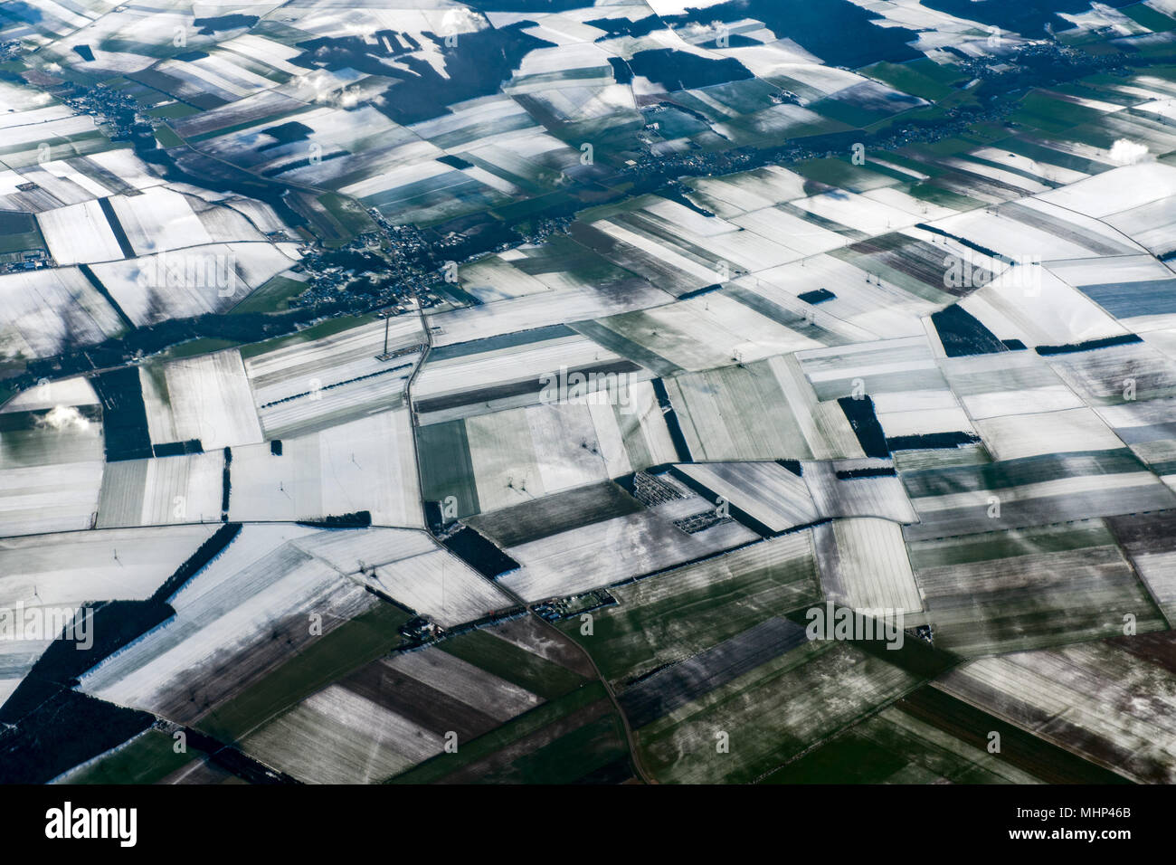 Aerial view fields covered snow hi-res stock photography and images - Alamy