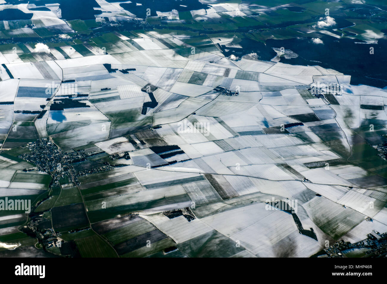 Aerial view fields covered snow hi-res stock photography and images - Alamy