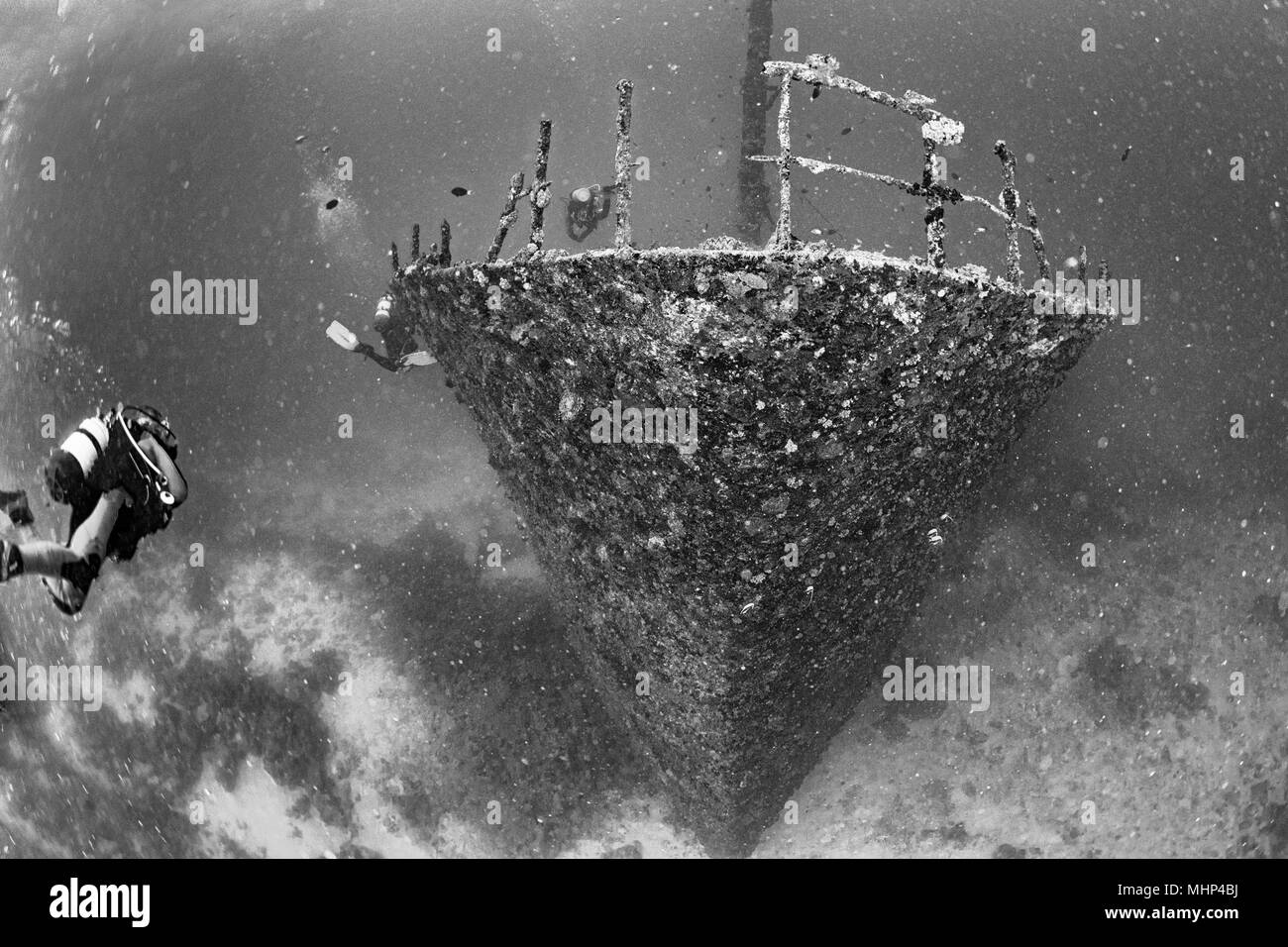 Maldives sunken ship sea Black and White Stock Photos & Images - Alamy