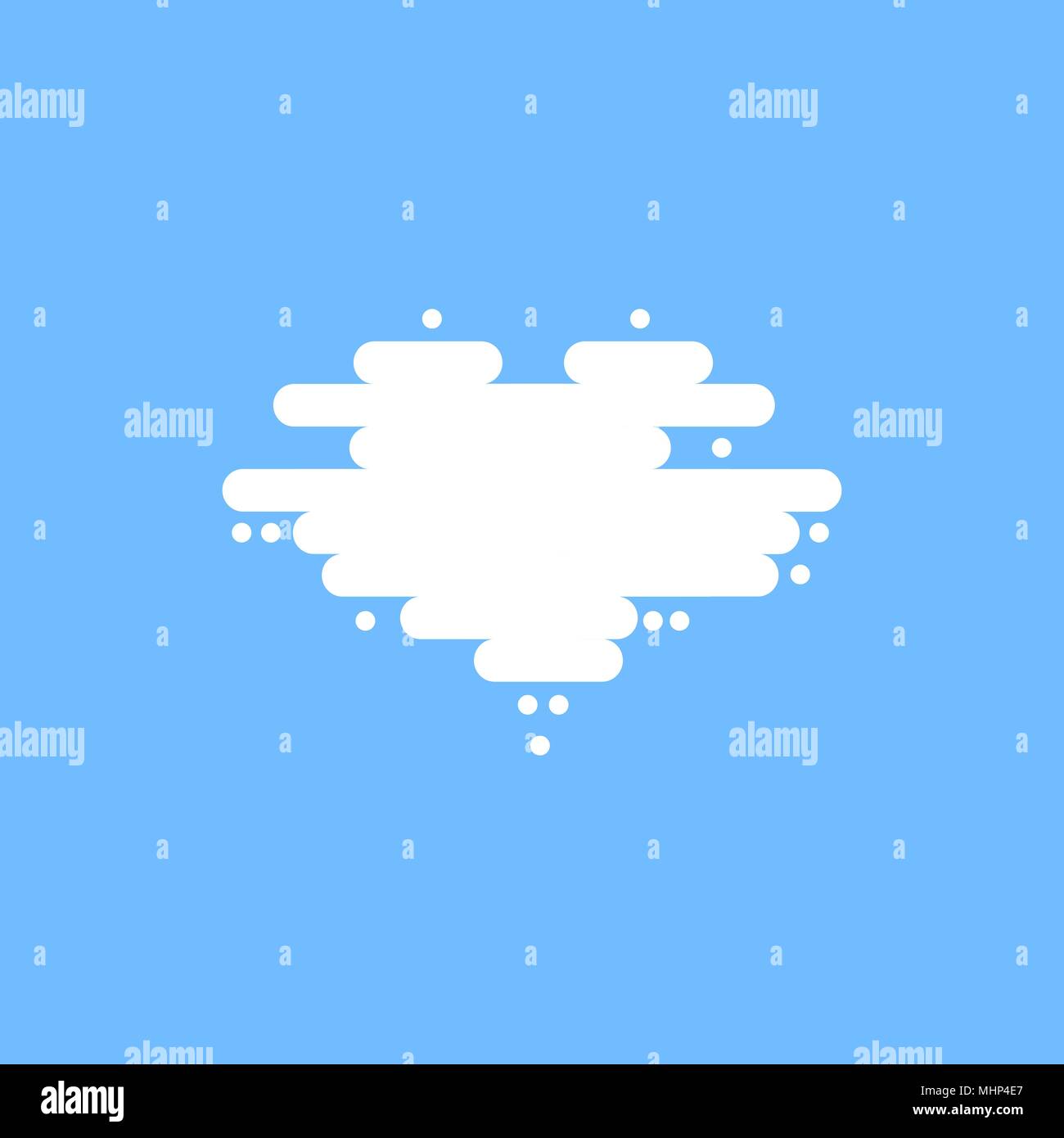 Blue sky with white clouds in the shape of a heart. Vector illustration Stock Vector