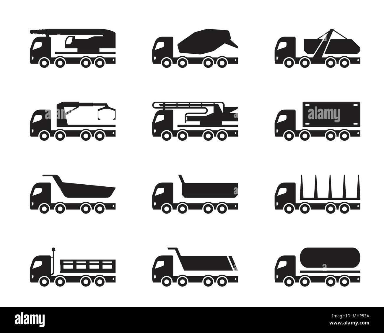 Different construction trucks - vector illustration Stock Vector