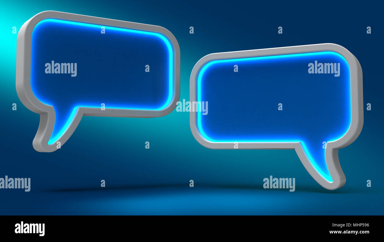 Chat Bubbles on blue background. 3d illustration. Set for design ...
