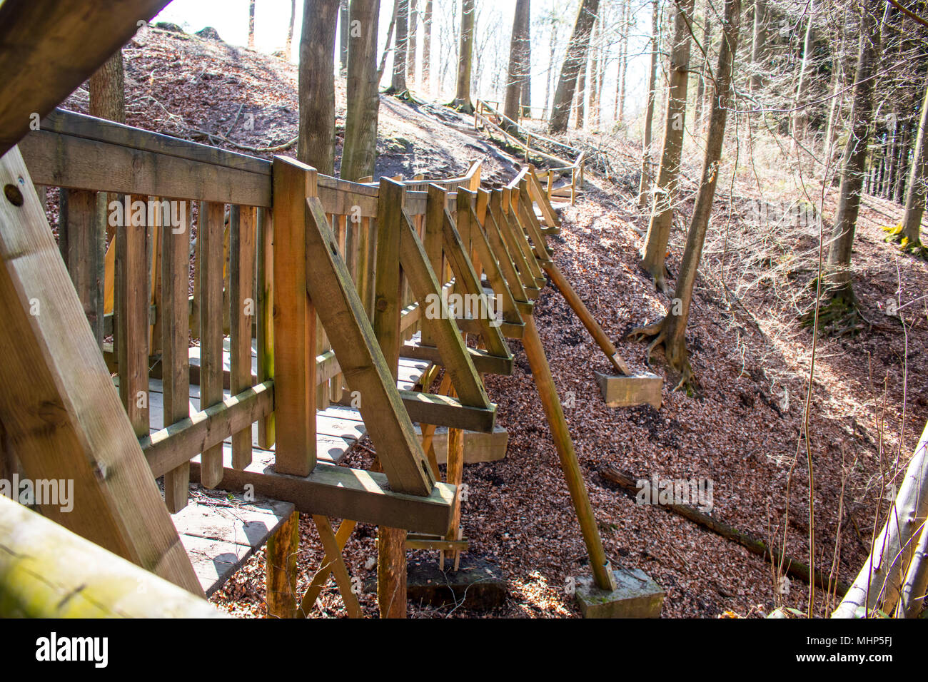 Massive wooden bridge in a german forest Stock Photo - Alamy