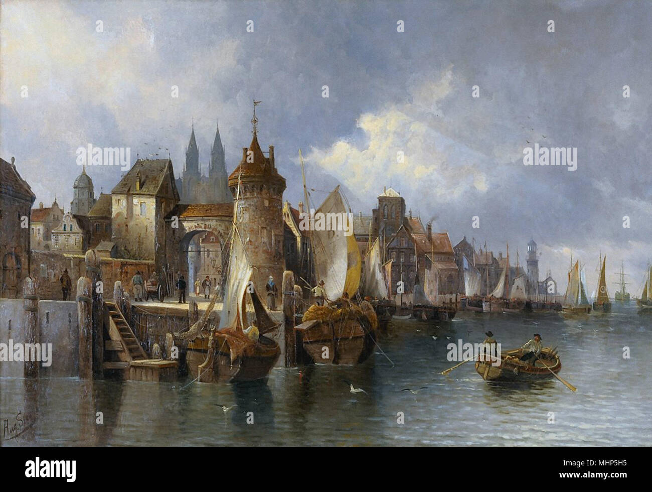 Medieval port painting hi res stock photography and images Alamy