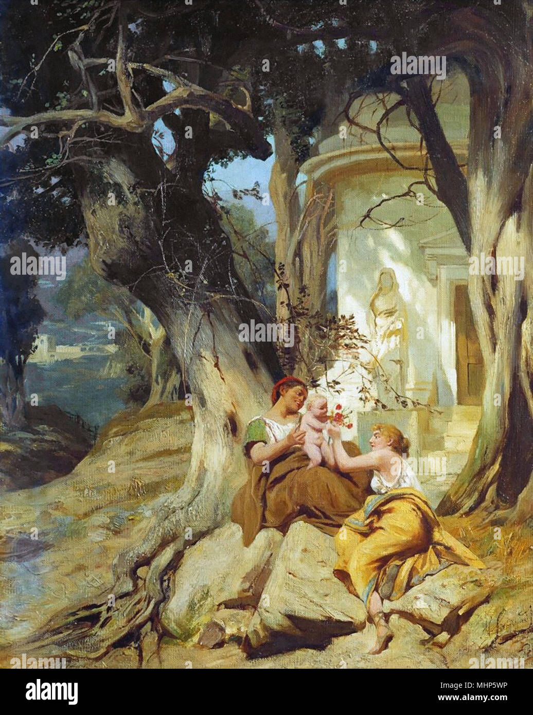 K Idyll Siemiradzki Henryk Ippolitovich - by a Temple (Idyll Stock Photo - Alamy
