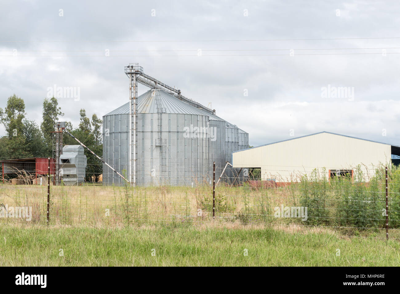BERGVILLE, SOUTH AFRICA - MARCH 18, 2018: Grain silos in Bergville in the Kwazulu-Natal Province Stock Photo