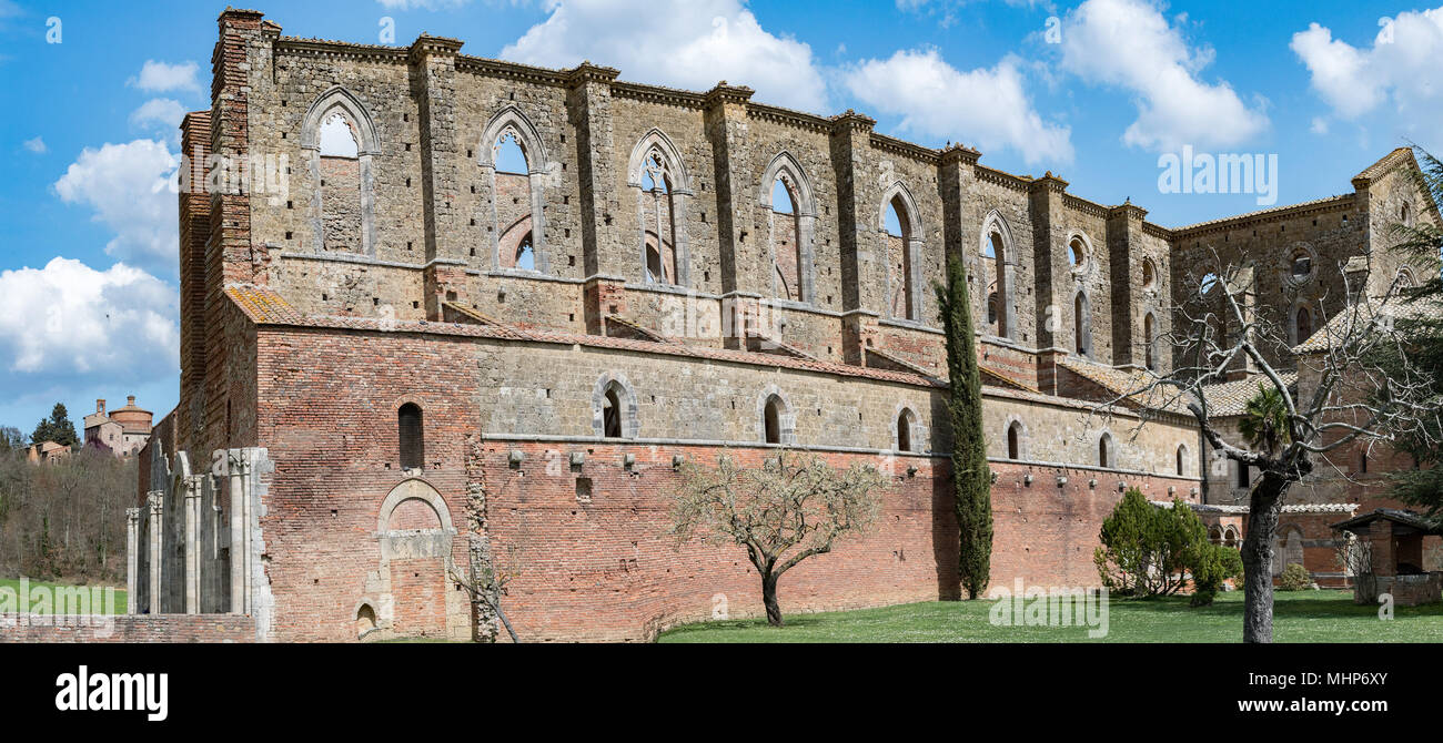 San Galgano Church Without Ceiling No Roof In Tuscany Italy Stock