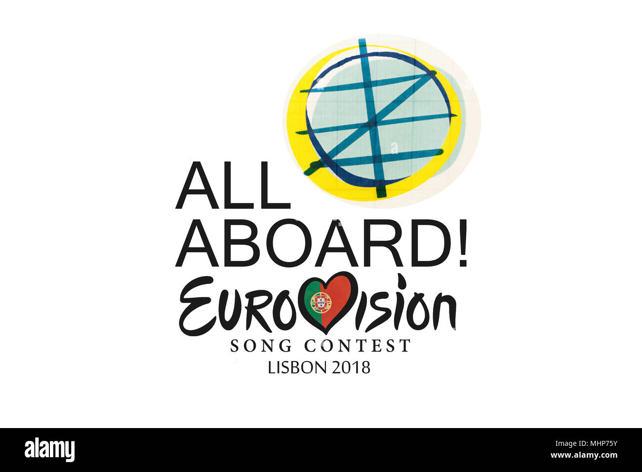 Lisbon, April 24, 2018: illustration Eurovision Song Contest 2018 Lisbon on a white background Stock Photo