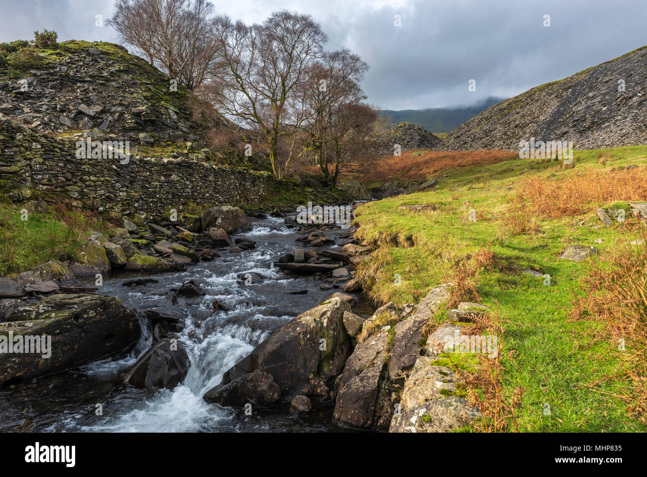 Torver Beck at Banishead Quarry in the Lake District National Park near
