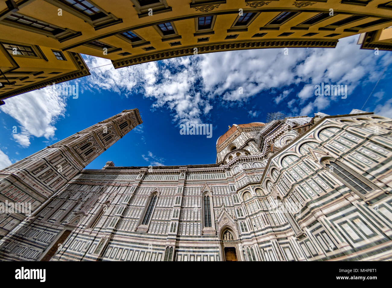 florence dome tower bottom up view fisheye 180 degrees Stock Photo - Alamy