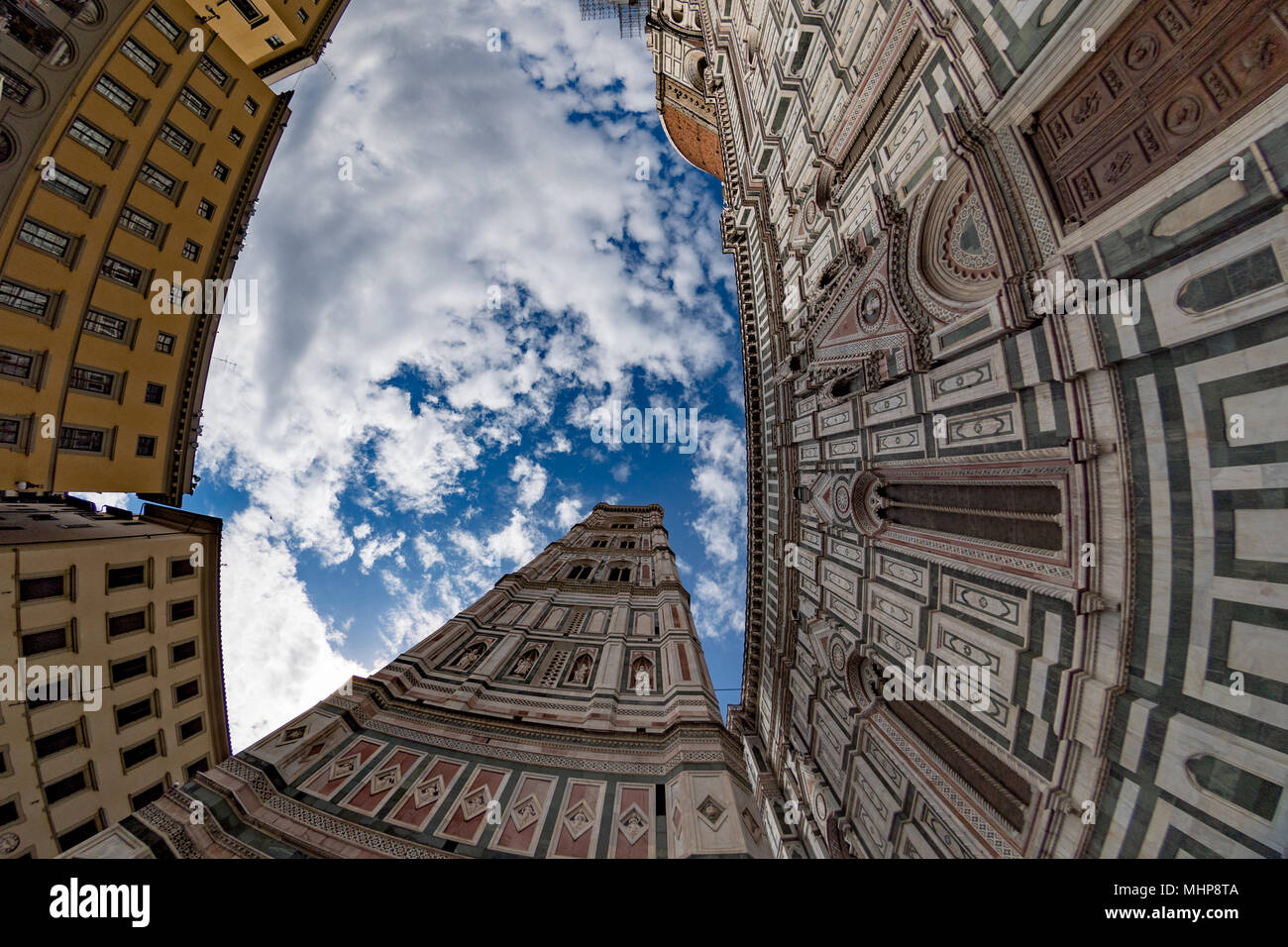 florence dome tower bottom up view fisheye 180 degrees Stock Photo - Alamy