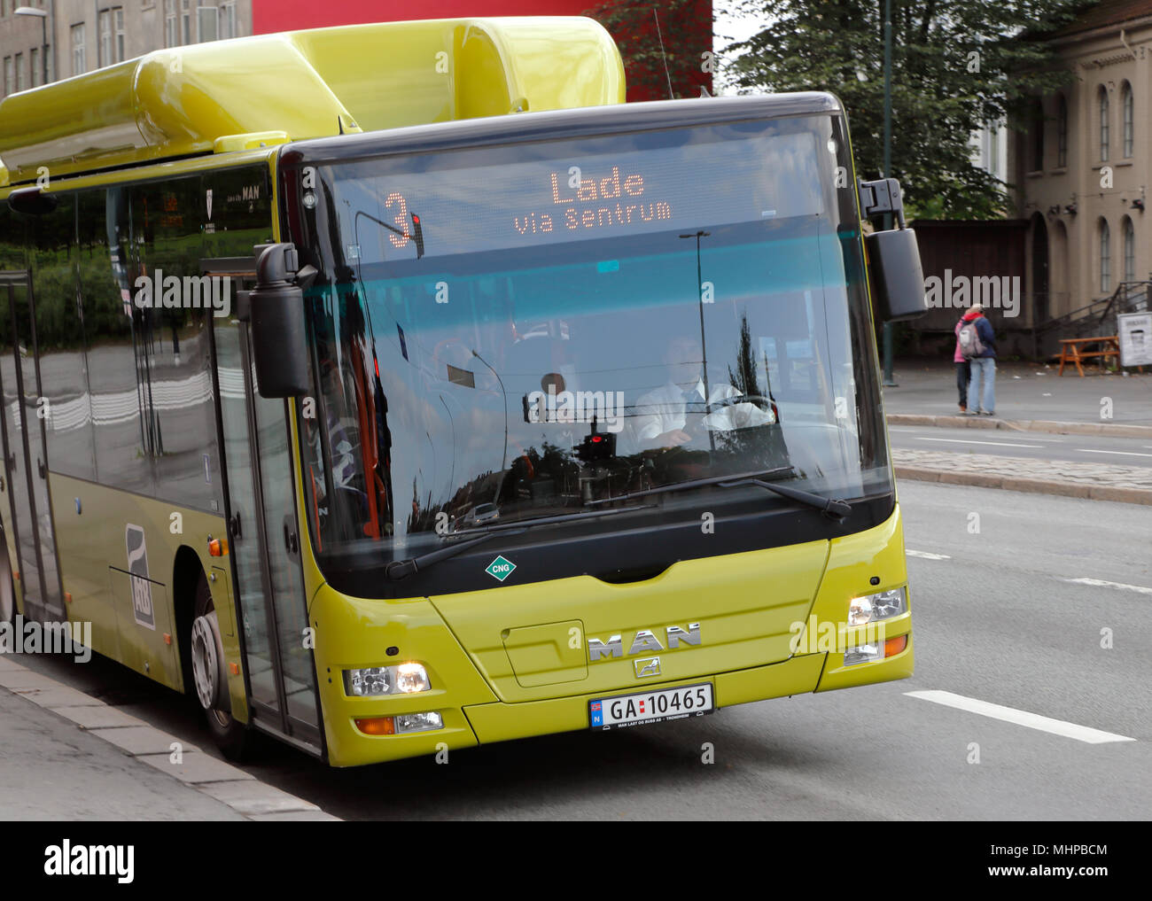 Trondheim, Norway - August 31, 2013: A M.A.N city bus in traffic for AtB on line 3 Stock Photo