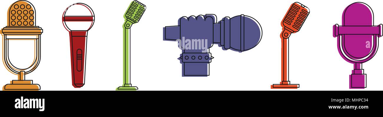 Microphone icon set, color outline style Stock Vector Image & Art - Alamy