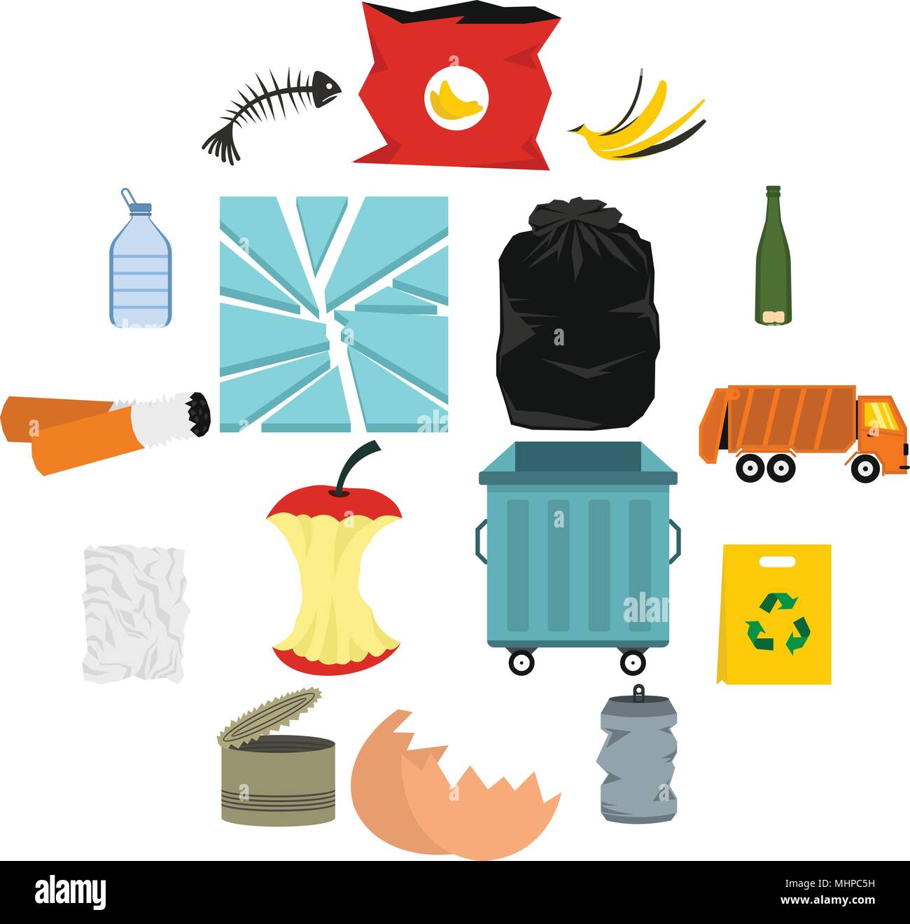 Waste and garbage icons set, flat style Stock Vector Image & Art - Alamy